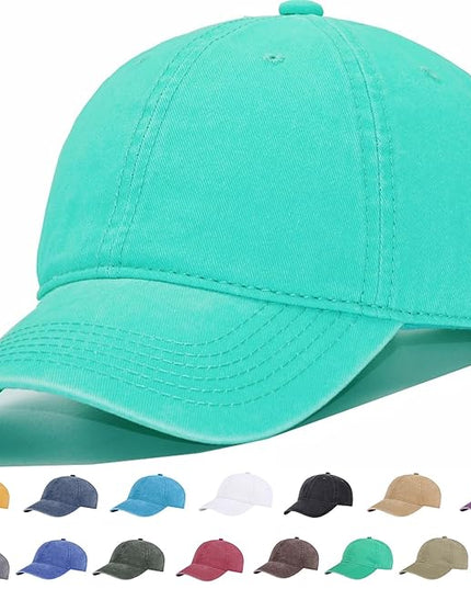 YEANIY Vintage Washed Cotton Plain Baseball Caps Adjustable Unstructured Soft Blank Casual Dad Ball Hats for Men Women