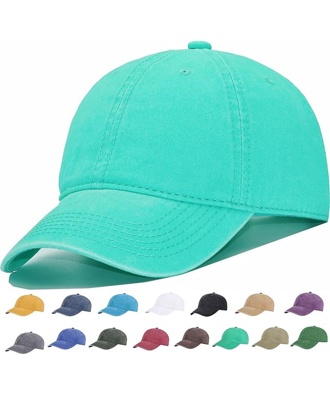YEANIY Vintage Washed Cotton Plain Baseball Caps Adjustable Unstructured Soft Blank Casual Dad Ball Hats for Men Women