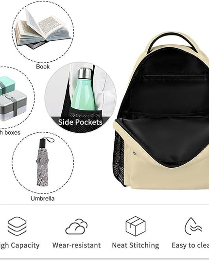 Fashion Champagne Gold Backpack Lightweight Large Capacity Laptop Daybag for Travel Work