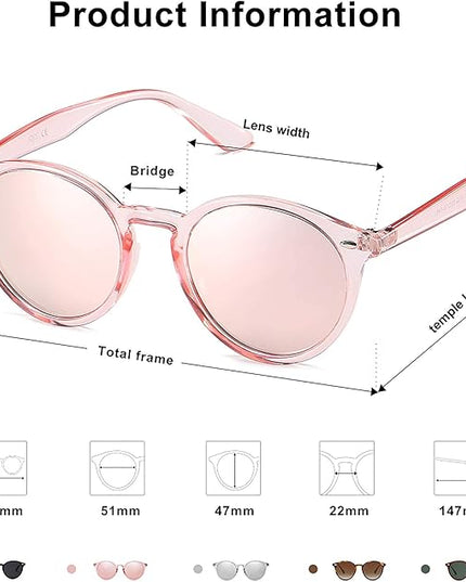 SOJOS Retro Round Polarized Sunglasses for Women Men Classic Vintage Sunnies SJ2069