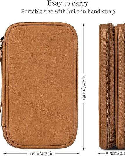 Electronic Organizer Travel Cable Accessories Case, Electronic Organizer Bag, Waterproof Electronic Accessories Organizer Case for Power Bank, Charging Cords, Chargers, Earphone, USB Cable - Brown