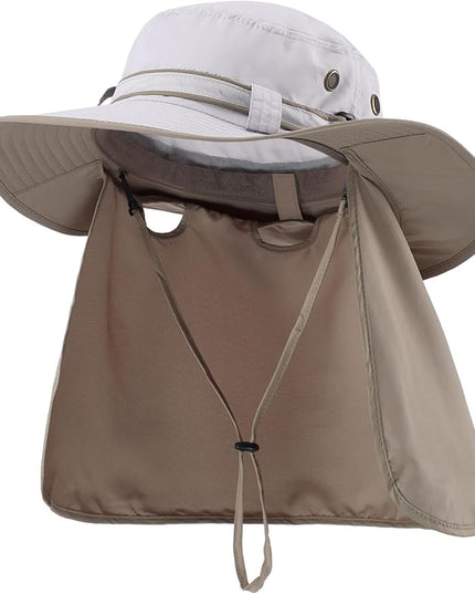 Home Prefer UPF50 Mens Sun Hat with Neck Flap Quick Dry UV Protection Cap Womens Wide Brim Fishing Hat Neck Flap Beach Garden