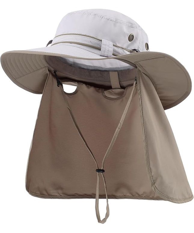 Home Prefer UPF50 Mens Sun Hat with Neck Flap Quick Dry UV Protection Cap Womens Wide Brim Fishing Hat Neck Flap Beach Garden