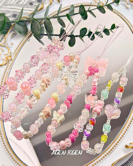 Phone Charms Cute Beaded Phone Lanyard Wrist Strap Aesthetic CellPhone Keychain Cute PhoneCharms for Women