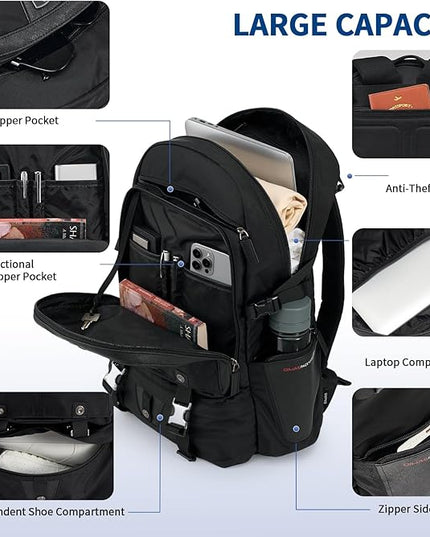 OIWAS 18 Inch Laptop Backpack, Travel Laptop Backpack with Shoe Compartment, Carry On Backpack Flight Approved, Business Casual Daypack for College, Business Trip