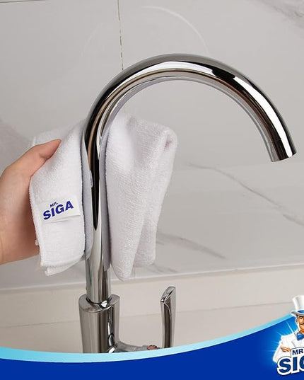 MR.SIGA Microfiber Cleaning Cloth, All-Purpose Microfiber Towels, Streak Free Cleaning Rags, Pack of 12, White, Size 32 x 32 cm(12.6 x 12.6 inch)