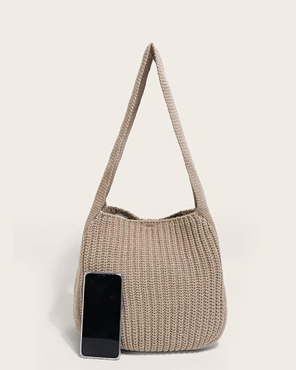 ENBEI Women's Crochet Tote Bag Knit Shoulder bag,Aesthetic Bag,Cute Eco-Friendly Tote for Travel,Daily Use,Gift Box Packaging