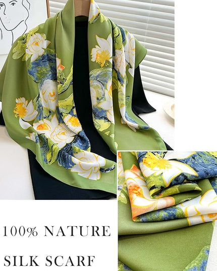100% Mulberry Silk Scarf for Women Hair Lightweight Square Neckerchief Wrap For Head Scarves 21"