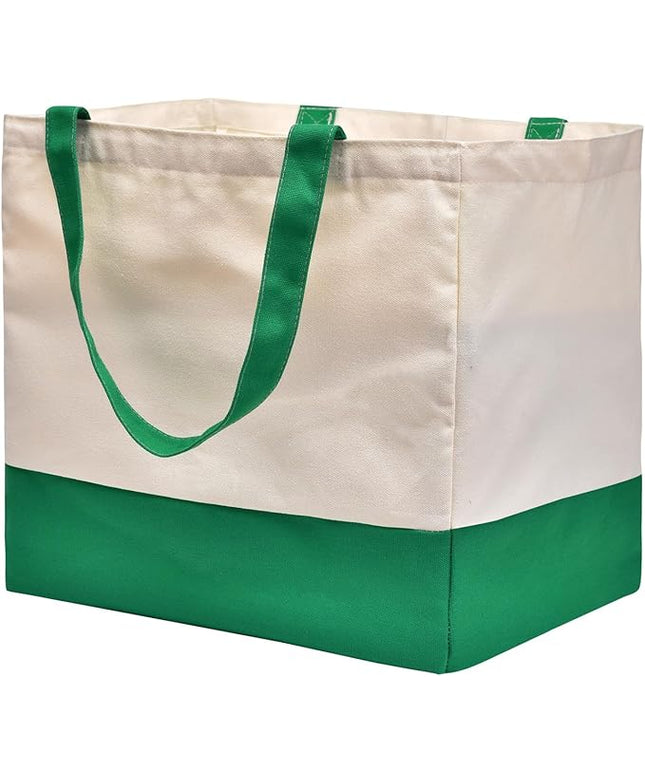 Canvas Reusable Grocery Bags, Heavy Duty 8.3 gal Foldable Large Canvas Tote Bag, Holds 60 lbs, 1 Pack