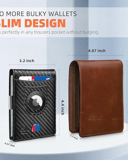 Zitahli Men's Wallets Airtag Holder Slim Rfid Leather with Gift Box