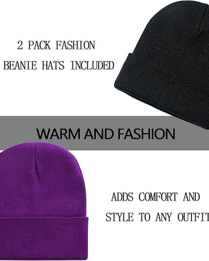 ZOORON 1&2 Pack Beanie for Men Women Slouchy Beanie Hats Winter Knit Caps Soft Ski Hat Unisex