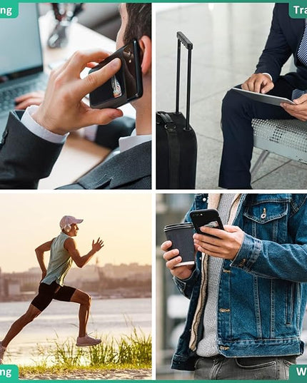 3Pack Cell Phone Card Holder Pocket for Back of Phone,Stretchy Stick on Wallet Credit Card ID Case Pouch Sleeve Self Adhesive Sticker with Flap for iPhone Samsung Galaxy-2Black+1Navy Blue