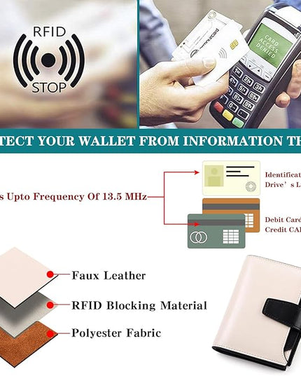 FALAN MULE Small Wallet for Women Leather Bifold Compact RFID Blocking Small Womens Wallet Purse