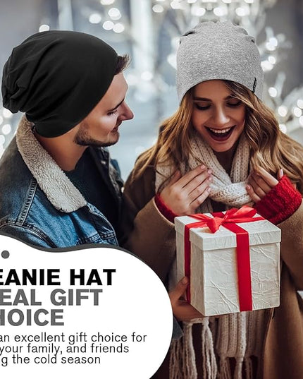 Slouchy Beanie for Women Men Soft Cotton Chemo Hats Double-Layer Warm Beanie Cap for Daily Wear & Transitional Seasons