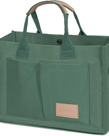 Canvas Tote Bag for Women Crossbody Work Purse with Pockets Top Handle Handbag Satchel Bags for Travel Nurse Teacher