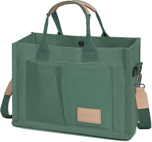 Canvas Tote Bag for Women Crossbody Work Purse with Pockets Top Handle Handbag Satchel Bags for Travel Nurse Teacher