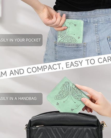 KITEVIUN Small RFID Wallet Women Ultra Thin Slim Womens Wallet Mini Compact Bifold Pocket Ladies Wallets for Women Peppermint Mambo Green