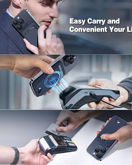 Magnetic Wallet for iPhone - Mag-Safe Wallet Lightweight Magnetic Phone Stand Adjustable Leather Card Holder for iPhone 17/16/15/14/13/12 Series, Not for Mini (Dark Blue)