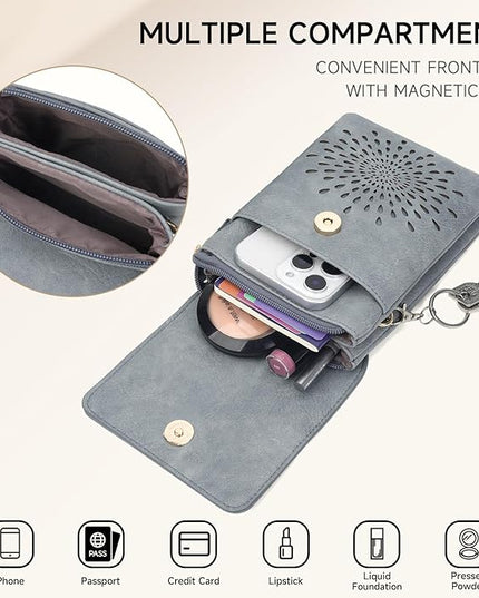 APHISON Small Crossbody Bags for Women Trendy, Leather Phone Wallet Purses Handbags Card Slots with Adjustable Strap