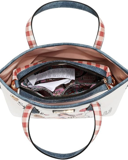 Nicole Lee Nikky Bag Sweet Girl 2 Piece Tote Bag, Two interior open wall accessory pockets at front. Nylon and Eco-Leather, Zipper Closure, Adjustable Strap(SWEET GIRL