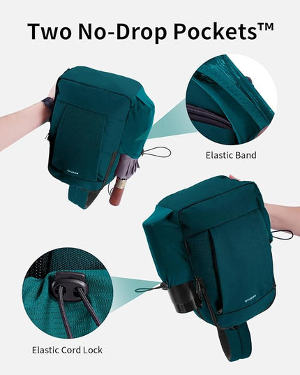 ECOHUB Anti-Theft Crossbody Bag Men Women, RFID Blocking Lightweight Sling Backpack Eco-Friendly with 9 Pockets Sturdy SBS Zippers Water Resistant for Travel Work Hiking Outdoor, Turquoise
