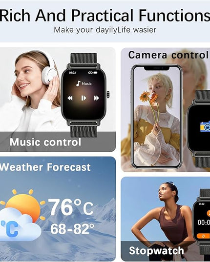Smart Watch for Women Men Fitness: Waterproof Make Answer Call Digital Mens Watches Running Pedometer Smartwatch for Android Phone iPhone Samsung Compatible Heart Rate Monitor SpO2 Step Tracker