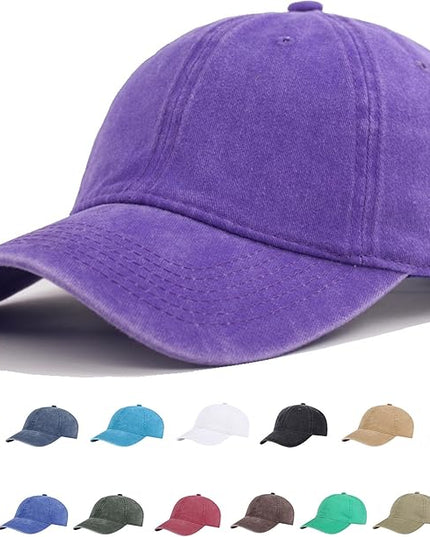 YEANIY Vintage Washed Cotton Plain Baseball Caps Adjustable Unstructured Soft Blank Casual Dad Ball Hats for Men Women