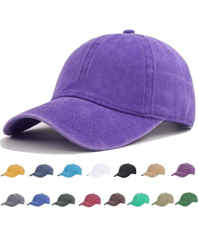 YEANIY Vintage Washed Cotton Plain Baseball Caps Adjustable Unstructured Soft Blank Casual Dad Ball Hats for Men Women