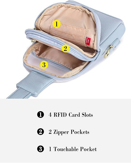 INICAT Sling Bag for Women Touchscreen Small Crossbody Cell Phone Purse Fanny Pack