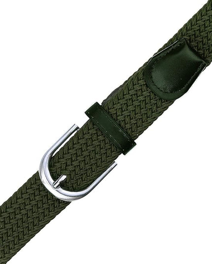 Falari Men Women Multicolored Elastic Stretch Braided Belt Canvas Fabric Woven No Holes Belt