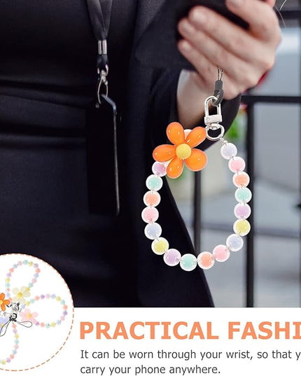 4pcs Bohemian Beaded Phone Charm Chain with Wrist Strap Key Chain and Backpack Decoration Lightweight Colorful Handmade Phone Lanyards for Women