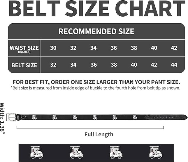 Mile High Life Golf Belts for Men, Canvas Belt with Genuine Leather Tips, Embroidered 2 Layer Web Belt with Pin Buckle