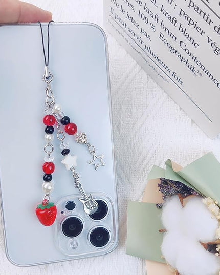 1-4PCS Cute Phone Charms Aesthetic Y2K Cell Phone Charms Strap Strawberry Butterfly Star PhoneCharm Y2K Accessories for Bag Keychain Airpods Camera Pendants Decor