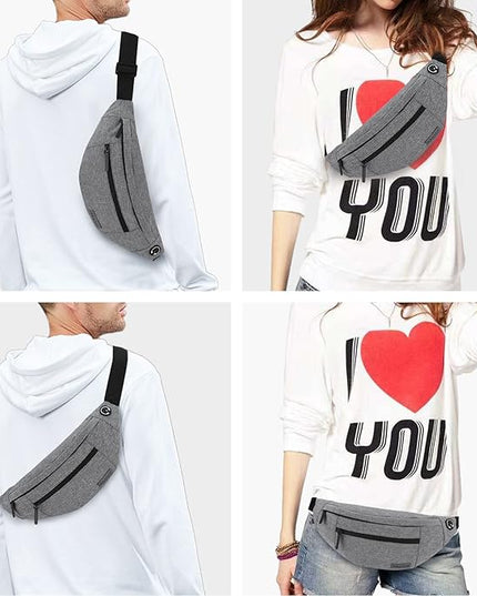 MAXTOP Large Crossbody Fanny Pack with 4-Zipper Pockets,Gifts for Enjoy Sports Festival Workout Traveling Running Casual Hands-Free Wallets Waist Pack Phone Bag Carrying All Phones