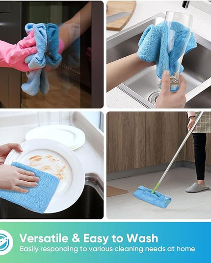 HOMEXCEL Blue Microfiber Cleaning Cloth, 12 Pack Premium Microfiber Towels for Cars, Lint Free, Scratch-Free, Highly Absorbent, Reusable Cleaning Rags for Car, Household, Kitchen, Window,11.5"X11.5"