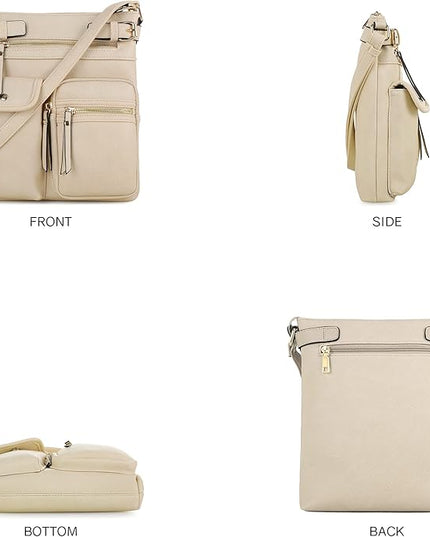 SG SUGU Katie Lightweight Medium Crossbody Bag Shoulder Bag with Multi Pocket for Women