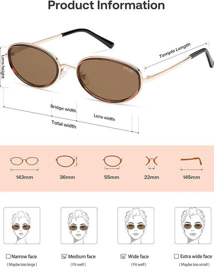 SOJOS Trendy Oval Polarized Sunglasses for Women Men, 80s 90s Chic Retro Vintage Sunnies SJ1248
