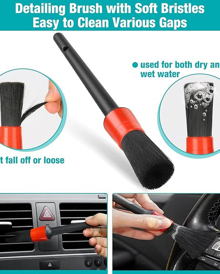 Luscinum Car Interior Duster Detailing Cleaning Gel Brushes Kit, Soft Dust Detail Crevice Brush Slime Putty Cleaner Accessories Tools for Dashboard,Air Vent,Panel,Leather