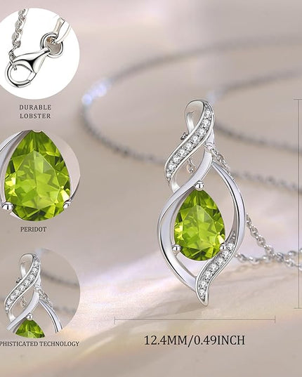 FANCIME Birthstone Necklace for Women Teardrop Necklace S925 Sterling Silver Infinity Love Birthday Gifts for Mom Women Girls, 16"+2" Inches