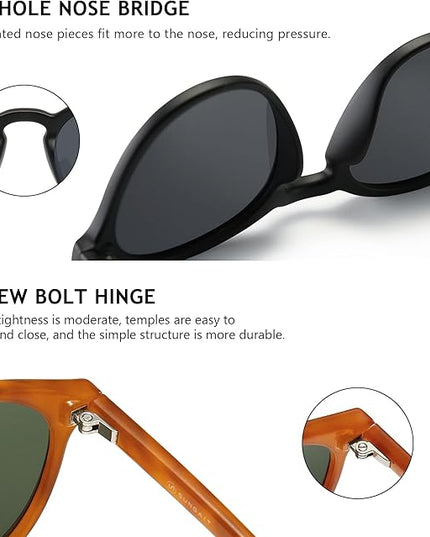 SUNGAIT Classic Vintage Round Polarized Sunglasses for Women Men Retro Style UV400