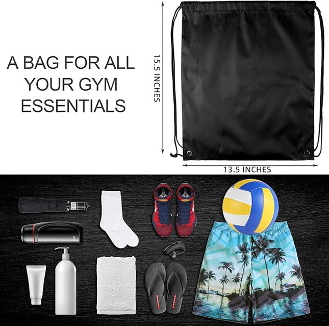GoodtoU Drawstring Bags Bulk, 100 Pcs Cinch Bag Gym Sackpack Drawstring Backpack for Women & Men, Black