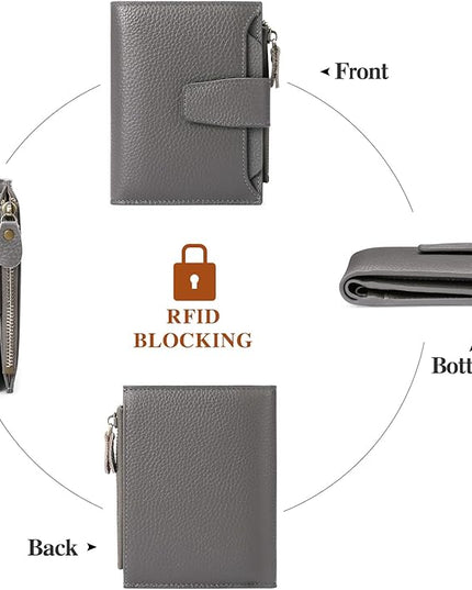 FALAN MULE Small Wallet for Women Leather Bifold Compact RFID Blocking Small Womens Wallet Purse