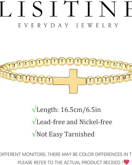 Gold Bracelets for Women 14K Gold Beaded Bracelets Stackable Bracelets for Women Gold Charm Bracelet Non Tarnish Gold Jewelry for Women Trendy