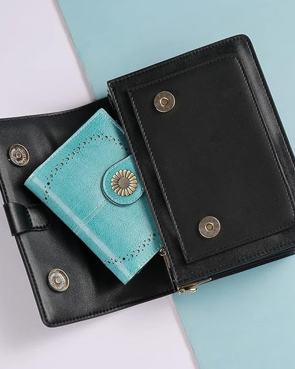SENDEFN Small Womens Wallet Leather Bifold Card Holder RFID Blocking with Zipper Coin Pocket