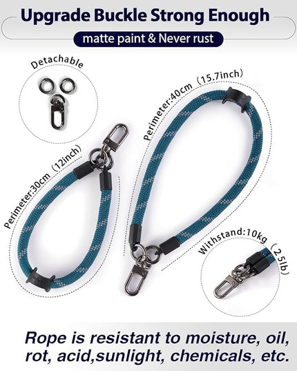 project-cb Hand Wrist Phone Strap,Phone Lanyard Patch ×2,Cell Phone Case Holder,Wristlet Strap for Key,AirPods,Camera (Slate Blue, 15.7inch)