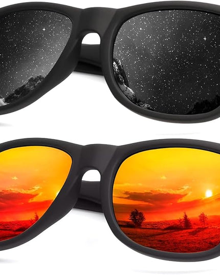 KALIYADI Sunglasses Men Polarized Sunglasses for Men Women Unisex Semi-Rimless Frame Retro Driving Sun Glasses UV Blocking