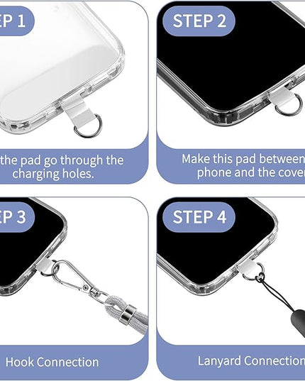 CACOE Phone Lanyard 2 Pcs-1 Pcs Adjustable Neck Strap, 1 Pcs Wrist Strap, 2 Pcs Pads, Universal Crossbody Multifuctional Cell Phone Lanyards Compatible with Most Smartphones(Gray)