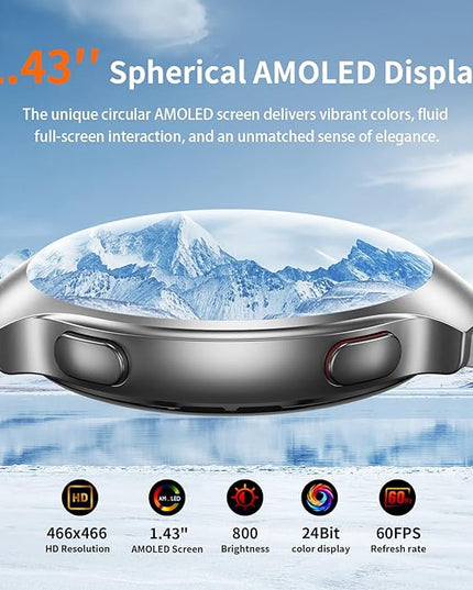 2026 AI Smart Watch with GPT, 1.43" AMOLED Corning 8H Display, Bluetooth Calls, GPS Route Tracking, 5ATM Waterproof, 150+ Sports Modes, Heart Rate Sleep Monitor, Fitness Smartwatch for Android iOS