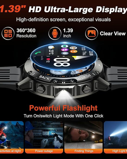 Smart Watch for Men Fitness Tracker: Bluetooth Waterproof Make Answer Call Digital Mens Watches Running Smartwatch for Android Phones iPhone Samsung Compatible Step Pedometer Sleep Heart Rate Monitor