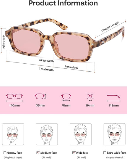 SOJOS Trendy Rectangle Polarized Sunglasses Womens Mens, Small Retro Fashion Thin Slim Square Sunnies SJ2610